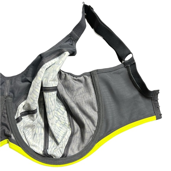ELOMI Energise J-Hook Underwire Sports Bra 8042 Lime twist gray US size 34N NWT - Picture 12 of 14
